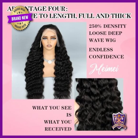 28 Inch Human Hair Lace Front Wig Loose Wave 250 Density Pre Plucked main image 4